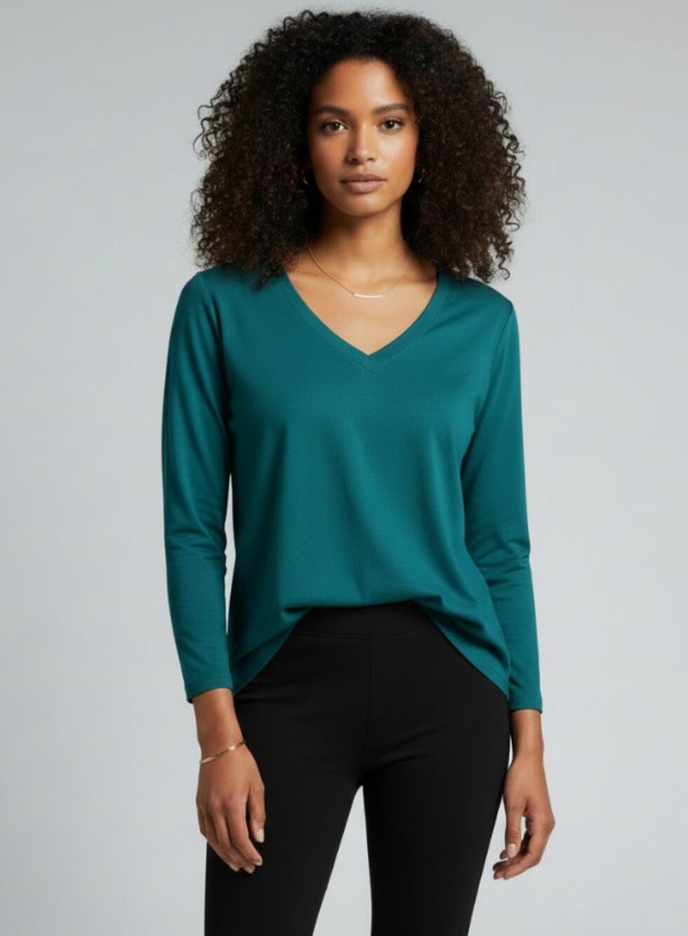 J. JILL SIMPLY SUPIMA SIDE-SLIT TUNIC TOP TEAL GREEN WOMENS SIZE LARGE